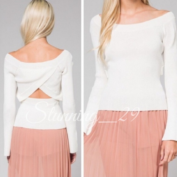 🆕️[LAST 1]IVORY L/S OPEN BACK RIBBED TOP - Picture 3 of 3